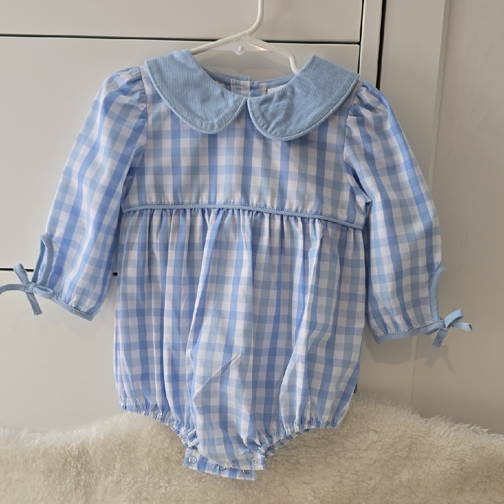 Blue Gingham Baby Romper